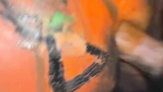 MY BOYFRIEND PAINTED A PUMPKIN ON MY FAT ASS AND THEN SMEARED IT ALL OVER WITH HIS DICK