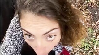 Public POV Latina Sucks and Fucks in the Woods