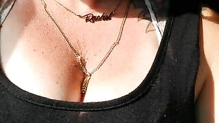 I film myself flashing my boobs and pussy out in public