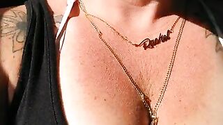 I film myself flashing my boobs and pussy out in public