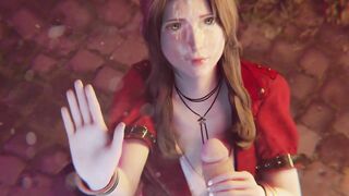 Aerith Deep Blowjob Huge Dick Cum On Face Huge Cum Load | Final Fantasy