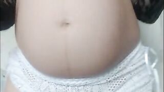 Pregnant woman in see through sexy lingerie - hot amateur homemade video - wife pregnancy stomach