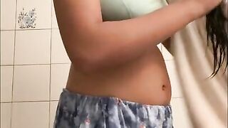 Twerking dance my cute ass in sweatpants and sports bra after shower - sexy butt twerk dancing booty